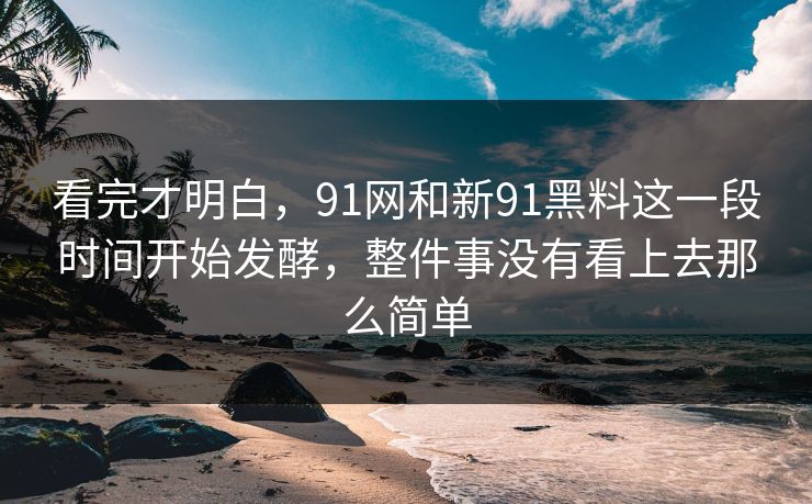 看完才明白，91网和新91黑料这一段时间开始发酵，整件事没有看上去那么简单